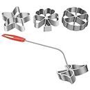 Bunuelos Mold with Handle, 4PCS Rosette & Timbale Set Rosette Cookie Bunuelos Tool Waffle Molds Set with 4 Interchangeable Heads Butterfly Star Flower Snowflake
