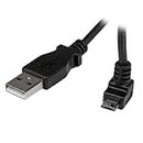 StarTech.com USBAUB1MU 1 m Micro USB Cable Cord, A to Up Angle Micro B, Up Angled Micro USB Cable, 1x USB A (M), 1x USB Micro B (M) - Black