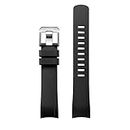 CRAFTER BLUE RX01 Curved End Watch Band Rubber Strap Replacement for ROLEX SUBMARINER REF. 14060 & 14060M, Black