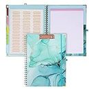 Ddaowanx Clipboard Folio with Storage, for Letter Size (11" x 8.5"), Cute Nursing Clipboard 5 Extra Folders with Storage 10 Pockets, File Folder Labels for Office,Teachers, Nurses (Blue Marble)