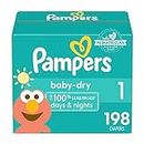 Diapers Size 1, 198 count - Pampers Baby Dry Disposable Diapers [packing may vary]