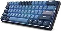 RK ROYAL KLUDGE RK61 Plus Wireless Mechanical Keyboard, 60% RGB Gaming Keyboard with USB Hub, Hot Swappable Computer PC Keyboards with Bluetooth/2.4G/Wired Modes, Silver Switches,Blue