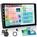 8 Core 6+128GB Android 13 Car Stereo Double Din Wireless Apple Carplay, 10.1 Inch IPS Touch Scren Android Radio Bluetooth 5.0, Android Auto, GPS, WiFi, 32EQ DSP, 59 UI Themes, Mic, Backup Cam