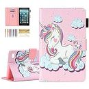 Dteck Protective Case for Kindle Fire 7 Tablet (9th Generation 2019 & 7th Generation 2017 & 5th Generation 2015) - Slim Fit Smart Stand Pretty Wallet Flip Cover Case with Auto Sleep Wake-Smile Unicorn