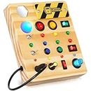 Toddler Busy Board for 1 Year Old Switch Board Sensory Toys for Toddler Montessori Toys Sensory Board with 12 Switch 12 LED Kids Christmas Birthday Gifts Toys for 1 2 3 Year Old Boy