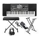 Korg PA600 61-Key Professional Arranger Keyboard with Knox Bench, Pedal and Accessory Bundle