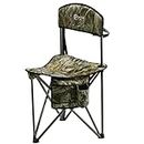 PORTAL Extra Large Quick Folding Tripod Stool with Backrest Fishing Camping Chair with Carry Strap (Camo)