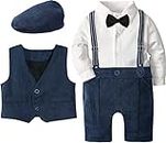 mintgreen Neugeborene Gentleman Lange Ärmel Outfit Set Baby Spielanzug, Königsblau, 3-6 Monate, 60