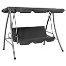 vidaXL Outdoor Swing Bench with Adjustable Canopy, Anthracite - Comfortable Polyester Seat, Powder-Coated Steel Frame, Convertible into Bed for Relaxing Experience