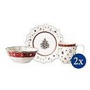 Villeroy & Boch – Toy's Delight Breakfast Set 6 Pieces for 2 People Red, Christmas Plates Toys, Christmas Bowls, Christmas Mug, Xmas Toys, Tableware, Premium Porcelain