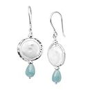 Silpada 'Josephine' Freshwater Cultured Pearl, Blue Quartz and Hematite Drop Earrings in Sterling Silver, Pearl, Pearl not known Quartz