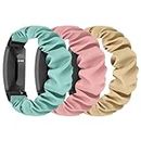 DKGKOO 3 Pack Scrunchie Elastic Strap Compatible with Fitbit Inspire 3/Inspire 2/Inspire/Inspire HR/Ace 2/Ace 3 Strap, Soft Fabric Cloth Cute Sport Replacement Band for Women