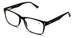 V.W.E. Men Premium Rectangle Stainless Steel Reading Glasses - Wide Fitment Metal Reader (Black, 1.25)