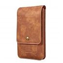 HITFIT Multi Function Leather Holster Pouch Belt Clip Case Mobile Phone, Card, Powerbank Holder for ZTE Nubia Red Magic 5G Lite/ZTE Nubia Play/ZTE Nubia Red Magic 5G - Brown
