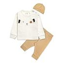 Real Basics Cotton Clothing Sets for Boys & girls - Unisex Clothing sets Full Sleeve T-shirt & Pant -Size(0-3 Months) -Style(White-Cap)