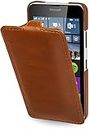 StilGut® UltraSlim, Leather Case for Microsoft Lumia 640 (only the orange & blue Lumia), Cognac Brown