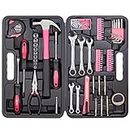 Cartman 148Piece Tool Set General Household Hand Tool Kit with Plastic Toolbox Storage Case Pink