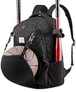 Baseball Bag - Basketball Backpack for Soccer Volleyball Football with Shoes and Ball Compartment A Gift for Men Women Boys Girls Students (Black)