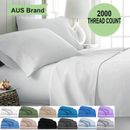 2000TC 4PCS Bed Sheet Set Single/KS/Double/Queen/King Flat Fitted Pillowcases