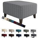 MAXIJIN Newest Jacquard Ottoman Slipcovers Folding Storage Stool Furniture Protector Cover Soft Thick Rectangle Foot Rest Slipcover with Elastic Bottom (Ottoman Small, Light Gray)