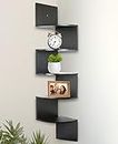 Corner Shelf, Greenco 5 Tier Shelves for Wall Storage, Easy-to-Assemble Floating Wall Mount Shelves for Offices, Bedrooms, Bathrooms, Kitchens, Living Rooms and Dorm Rooms, Espresso Finish