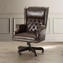 Darby Home Co High Back Traditional Tufted LeatherSoft Executive Swivel Ergonomic Office Chair Wood/Upholstered in Brown | Wayfair