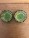 A pair of small Pier1imports Dip bowls. Earthenware Green fused crackle glass.