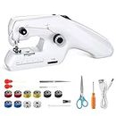 MAKINGTEC Handheld Sewing Machine, Portable Mini Sewing Machine, Machine Electric Stitch Tool, Electric Sewing Machine with Sewing Accessories, Suitable for Clothing, Curtains, Denim, Leather (White)