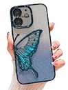 Twikka Stylish Designed for iPhone 11 Cover with Luxury Glitter Cute Butterfly Plating Design Aesthetic Women Teen Girls Back Cover Cases for iPhone 11 Cover (Blue)