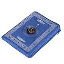 Anlising Islamic Travel Prayer Mat, with Compass Pocket Sized Carry Bag and Attached Compass Prayer Rug Portable Polyester 60 * 100cm Blue