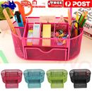 Mesh Office Supplies Desk Organizer Pen Holder Caddy with Drawer 9 Compartments