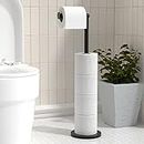Free-Standing Toilet Roll Holder, Foldable Toilet Paper Holder Stand Stainless Steel Toilet Paper Stand, Anti-Rust Pedestal Toilet Roll Storage Dispenser Holds 5 Paper Rolls