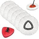 6Pcs Spin Mop Refills + 1 Mop Base/Holder for Vileda,O-Cedar Spin Mop, Easy Wring Mop Replacement for Floor Cleaning, Snow White Color, Triangle Shape