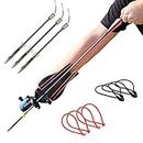HANDBAIGE Powerful Outdoor Sport Profession Hunting Slingshot Archery Arrows Bowfishing Sling Shot Wrist High Velocity Catapult with Replacement Bands, Arrows Brush, Fishing Reel + 3 Arrow Darts