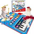 Toys for 1 1+ Year Old Boy Girl, 2 in 1 Piano Mat Toddler Montessori Toys for 1 2 3 Year Old Boy Girl, Educational Musical Baby Play Mat Toy Birthday Gifts Christmas Stocking Stuffers 1-3