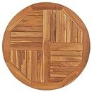 vidaXL Solid Teak Wood Table Top Round 80cm Wooden Replacement Dining Tops