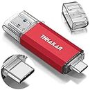 THKAILAR USB Stick 512GB USB C Flash Drive 3.1 External Storage Data 2 in 1 Cle USB Connection Port USB and USB C Compatible with PC/Android Phone/Laptop/Tablet (Red)