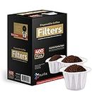 Lot de 400 filtres à café jetables en papier pour cafetières Keurig à portion unique 1.0 et 2.0 compatibles avec toutes les marques de filtre K Cup réutilisable, blanc