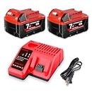 THISS 7.0Ah 2Pack M-18 18V Lithium Battery Replacement for Milwaukee M-18 Battery and Charger Set 48-11-1840 48-11-1815 48-11-1820 48-11-1850,Compatible with Milwaukee 18V Cordless Power Tools