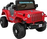 ​Power Wheels Jeep Wrangler Toddler Ride-On Toy with Driving Sounds, Multi-Terrain Traction, Seats 1, Red, Ages 2+ Years