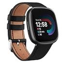 Leather Bands for Fitbit Versa 4 Band&Fitbit Versa 3 Band, Fitbit Sense 2 Band&Fitbit Sense Band for Men Women, Soft Adjustable Sport Leather Replacement Straps for Fitbit Versa 4/3 / Fitbit Sense/Sense 2