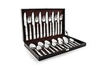 Shapes Triple Dot Stainless Steel Cutlery Set of Spoons, Forks and Knives for Home/Kitchen with Gift Box, Set of 24 Pcs. (Contains: 6 Dinner Spoons, 6 Dinner Forks, 6 Dinner Knives & 6 Tea Spoons with Gift Box)