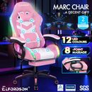 ELFORDSON Gaming Office Chair Massage Racing 12 RGB LED Computer Work Seat