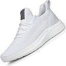 Feethit Mens Slip On Walking Shoes Non Slip Running Shoes Lightweight Tennis Shoes Breathable Workout Shoes Comfortable Fashion Sneakers All White Size 11.5