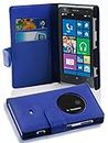 cadorabo Book Case works with Nokia Lumia 1020 in NAVY BLUE - with Stand Function and Card Slot made of Structured Faux Leather - Wallet Etui Cover Pouch PU Leather Flip