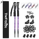 TheFitLife Nordic Walking Trekking Poles - 2 Packs with Antishock and Quick Lock System, Telescopic, Collapsible, Ultralight for Hiking, Camping, Mountaining, Backpacking, Walking, Trekking … (Purple)