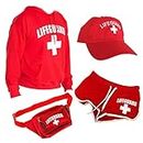LIFEGUARD Officially Licensed Women Ladies Halloween Costume Bundle Pack (M) Red