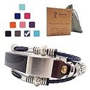Smatiful Bands Plus Box for Mens, Adjustable Replacement Leather (Not Nylon) Jewelry Wrist Band for Fit bit Alta Pedometer, Grey Navy Blue, Limited Edition