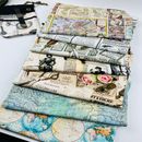Newspaper Fabric Map Retro Digital Printed for Handmade DIY Sewing Accessories