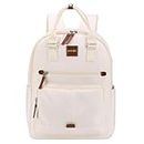 HOMIEE Stylish Laptop Backpack for Women, 15.6-Inch Lightweight Travel Laptop Backpack with Carrying Handles, Water-Resistant Daypack Business Travel Casual Work Backpack, Off-white